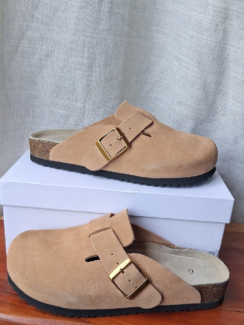 "Pre-Loved" Quince Water Repellent Suede Clog Mule Pecan Tan 6